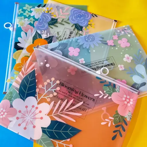 [EE25-1612] Bolsa Carpeta con Cremallera Diseño Flor