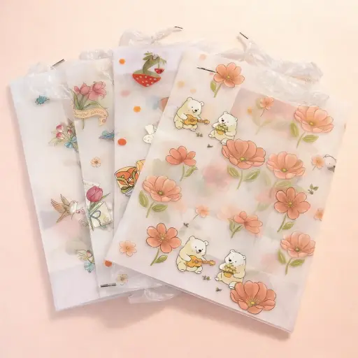 [EE25-1955] Bolsa de Regalo Transparente Flores y Osos