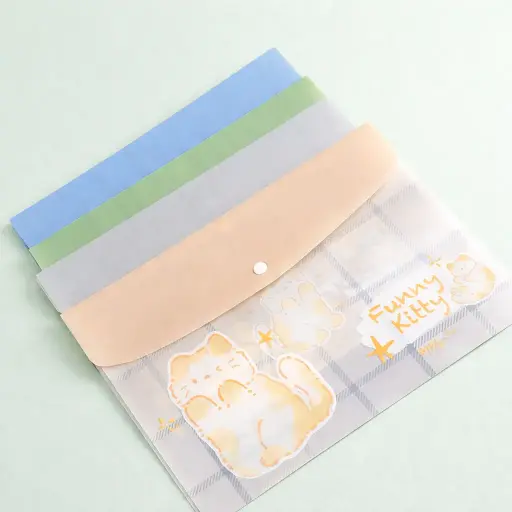 [EE25-1616G] Bolsa Cremallera Transparente Gatito